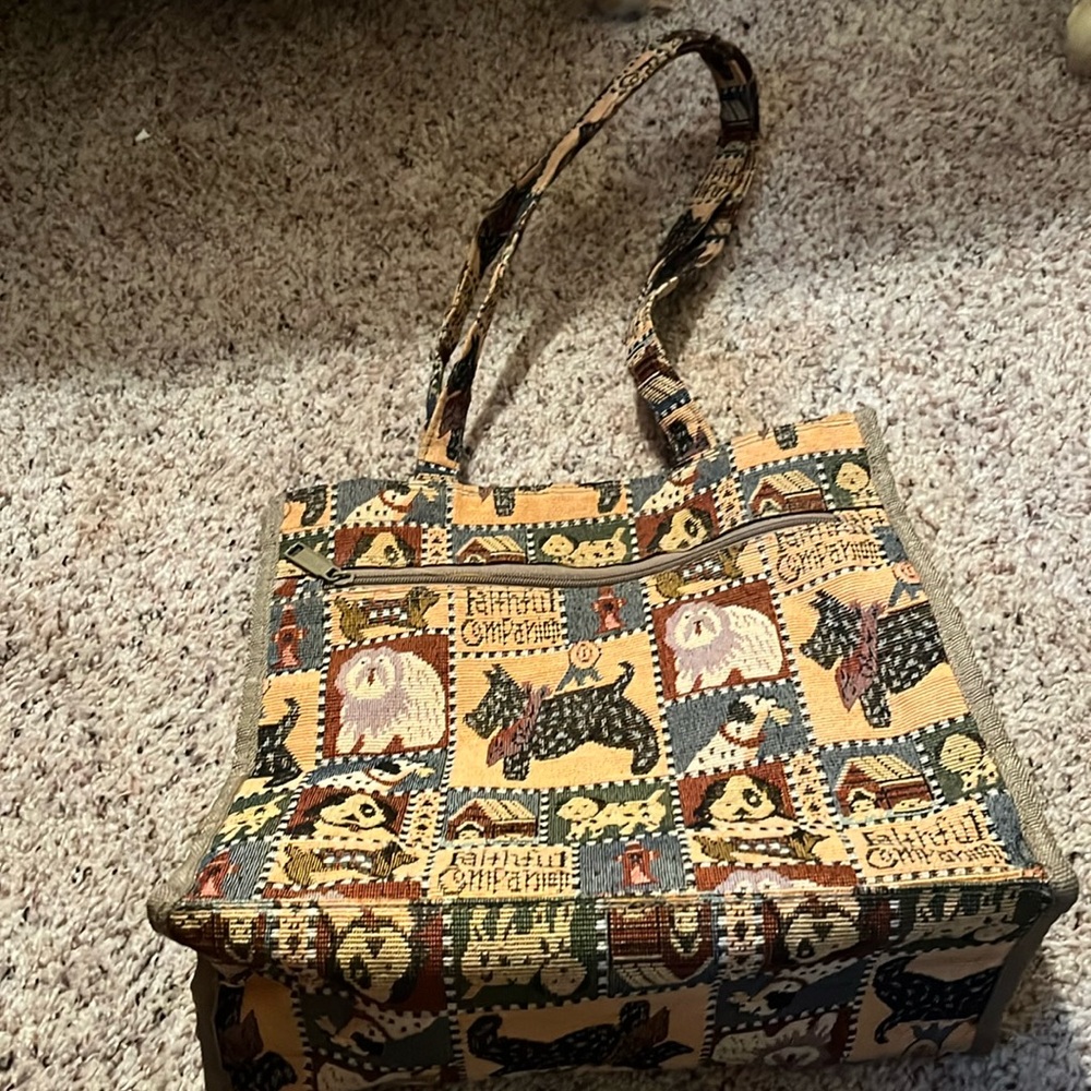 Dog lovers tote bag with attached change purse